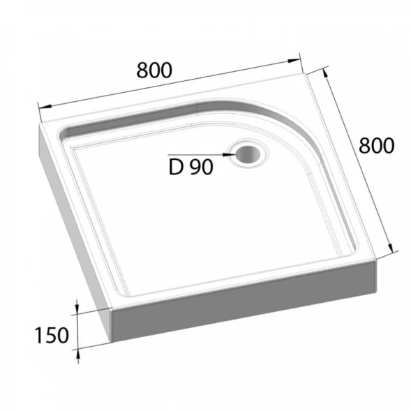 Акриловый поддон 80x80 см BelBagno TRAY-BB-A-80-15-W