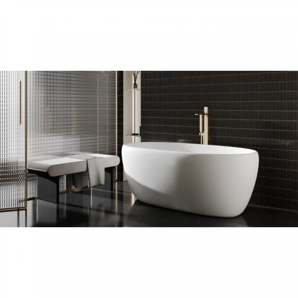Ванна из литьевого мрамора Salini S-Stone Luce 100122M 150x75 см, отдельностоящая, белый матовый