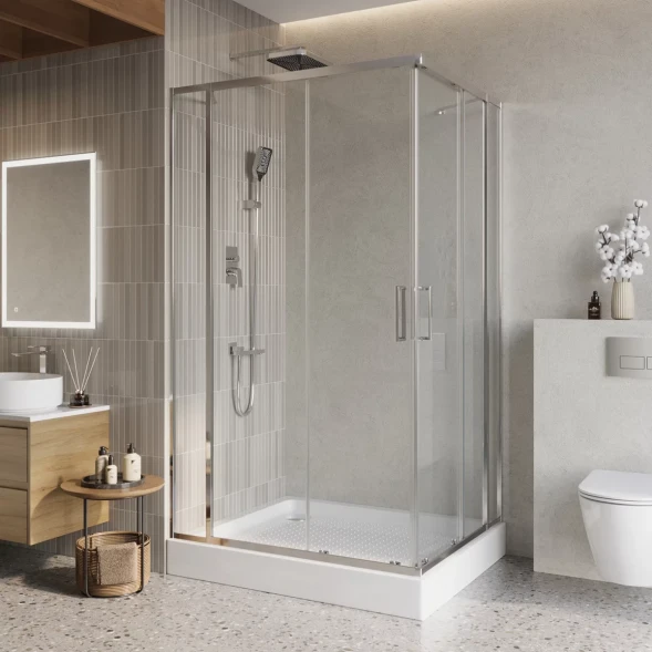 Душевой уголок BelBagno Luce LUCE-AH-22-130/120-C-Cr 130x120 см, профиль хром, стекло прозрачное