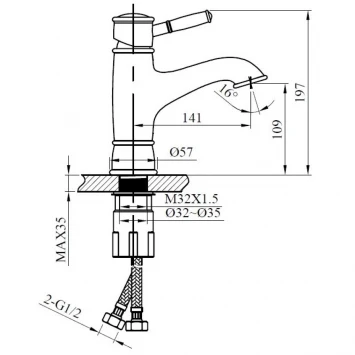 Смеситель для раковины AltroBagno Beatrice Duo AltroBagnoBeatriceDuo0131Or