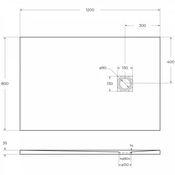 Душевой поддон BelBagno Uno TRAY-MR-UNO-AH-120/80-35-NERO-NO 120x80 см, из литьевого мрамора, прямоугольный, черный матовый