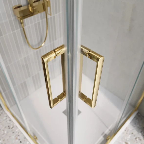 Душевой уголок BelBagno Luce LUCE-A-2-90-C-ORO 90x90 см, профиль золотой, стекло прозрачное