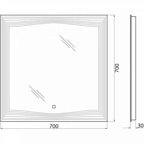 Зеркало 70x70 см BelBagno SPC-LNS-700-700-LED-TCH