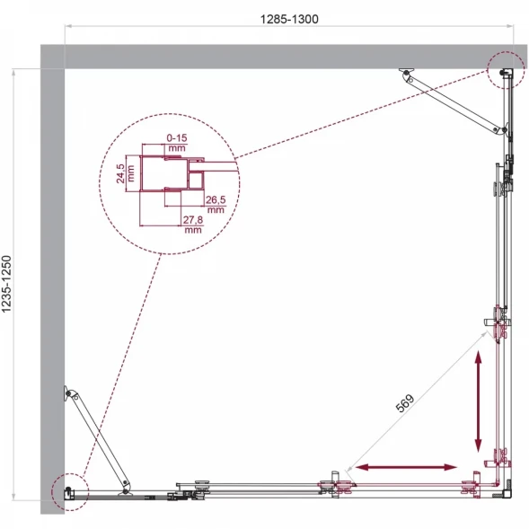 Душевой уголок BelBagno Luce LUCE-AH-22-130/125-C-Cr 130x125 см, профиль хром, стекло прозрачное