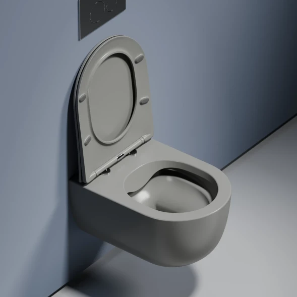 Унитаз подвесной Ceramica Nova Modena CN6063MH безободковый, с сиденьем микролифт, антрацит матовый