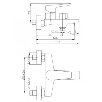Смеситель для ванны BelBagno Ancona ANCONA-VAS-CRM
