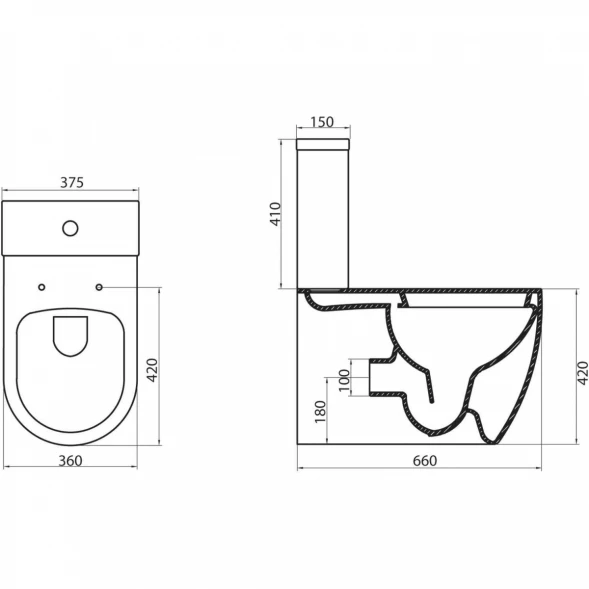 Чаша напольного безободкового унитаза BelBagno Marino BB105CPR