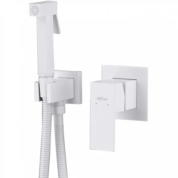 Гигиенический душ Abber Daheim AF8225W со смесителем, белый матовый