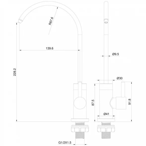 Кран для фильтра Wonzon &amp; Woghand WW-AE4587-BS никель матовый