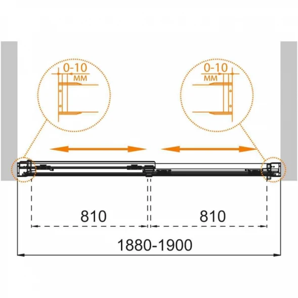 Шторка на ванну Cezares Tandem Soft TANDEM-SOFT-VF-2-190/145-C-Cr-IV 190 см, профиль хром, стекло прозрачное