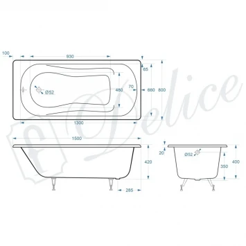 Ванна чугунная Delice Haiti Luxe DLR230636 150x80 см, белый