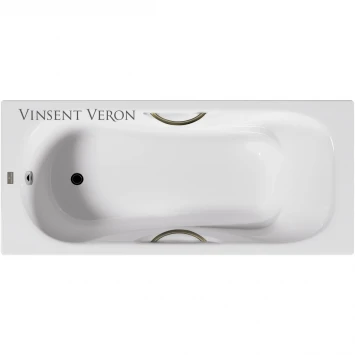 Ванна чугунная Vinsent Veron Aura VAU1707542H/VH0015BR 170x75 см, с ручками, белый