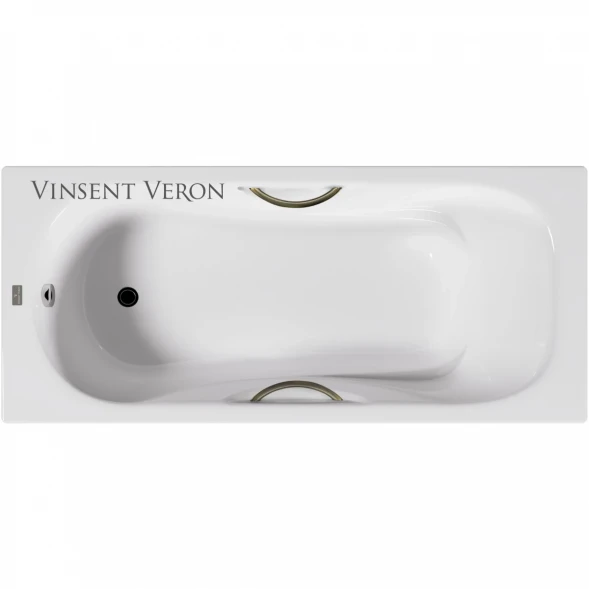 Ванна чугунная Vinsent Veron Aura VAU1707542H/VH0015BR 170x75 см, с ручками, белый