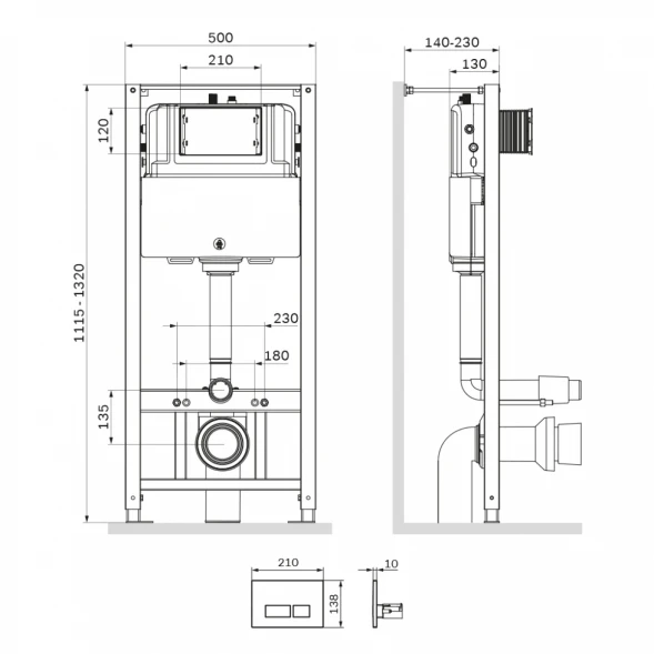 Инсталляция для унитаза Am.Pm Pro S I012704.7001 с кнопкой смыва, белый глянец
