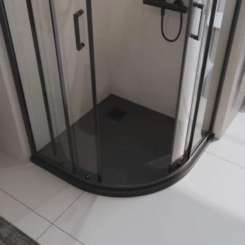 Душевой поддон BelBagno Uno TRAY-MR-UNO-R-90-550-35-NERO-NO 90x90 см, из литьевого мрамора, четверть круга, черный матовый