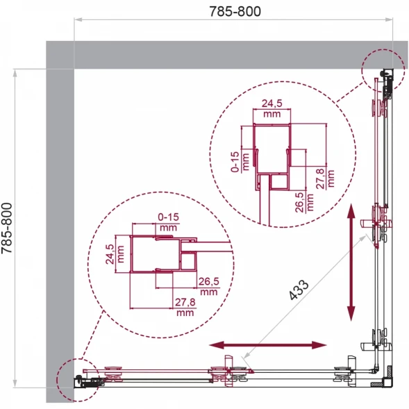 Душевой уголок BelBagno Luce LUCE-A-2-80-C-Cr 80x80 см, профиль хром, стекло прозрачное