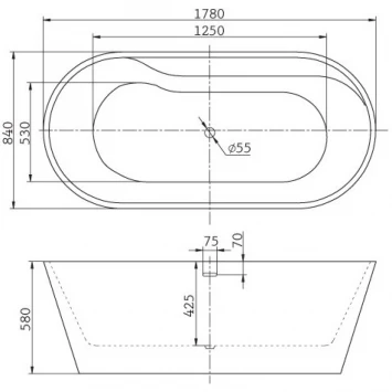 Акриловая ванна BelBagno BB14 178x84 см, отдельностоящая, белый