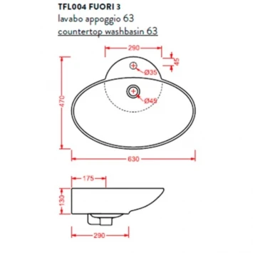 Раковина 63x47 см Artceram Fuori 3 TFL004 01 00 bi*1