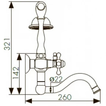 Смеситель для ванны Kaiser Carlson Style 44422-1