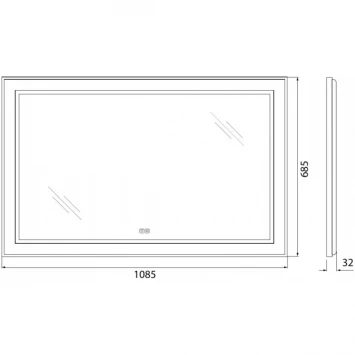 Зеркало 108,5x68,5 см BelBagno Kraft SPC-KRAFT-1085-685-TCH-WARM-NERO