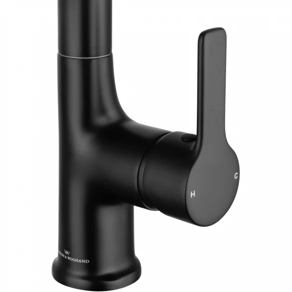 Смеситель для раковины Wonzon &amp; Woghand WW-FE01L212-MB с выдвижным изливом, черный матовый