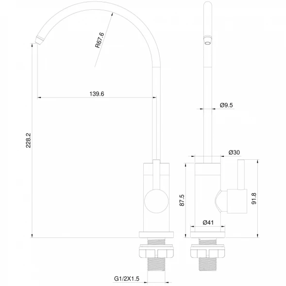 Кран для фильтра Wonzon &amp; Woghand WW-AE4587-BG золотой матовый