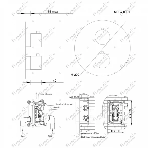 Термостат для ванны Feramolli Termostato BL607T2W