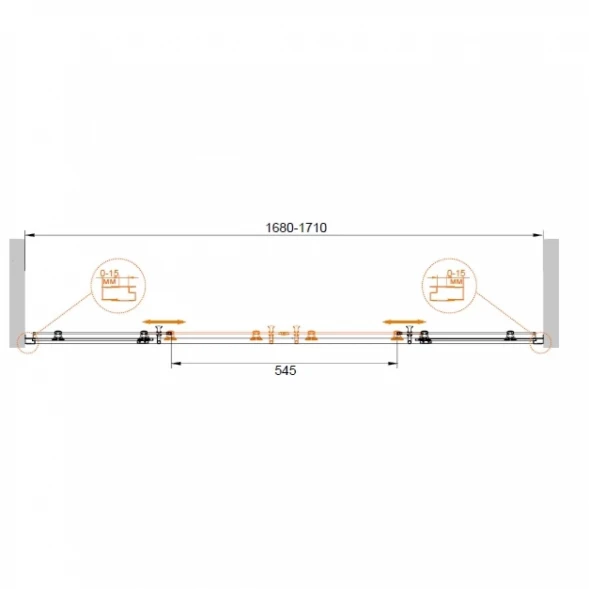 Шторка для ванны Cezares Eco 170 см текстурное стекло ECO-O-VF-2-170/145-P-Cr