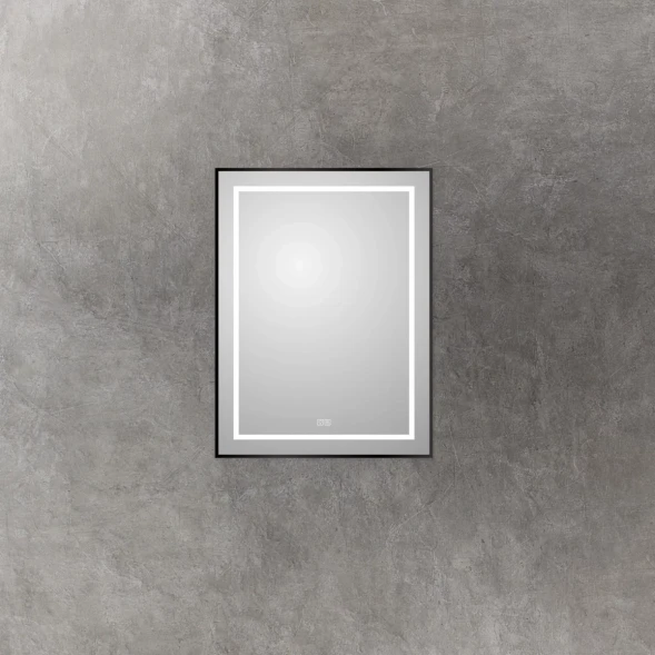 Зеркало BelBagno Kraft SPC-KRAFT-600-800-LED-TCH-WARM-NERO 60x80 см, с LED-подсветкой, сенсорным выключателем, антизапотеванием, черный