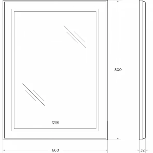 Зеркало BelBagno Kraft SPC-KRAFT-600-800-LED-TCH-WARM-NERO 60x80 см, с LED-подсветкой, сенсорным выключателем, антизапотеванием, черный