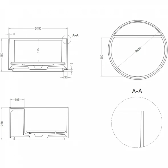 Раковина-чаша Salini S-Sense Armonia Round Top 02 130412TG 45x45 см, накладная, белый глянец
