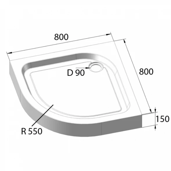 Акриловый поддон 80x80 см BelBagno TRAY-BB-R-80-550-15-W