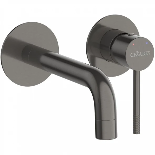 Смеситель для раковины Cezares Relax RELAX-BLI2-1-GM-W0 встраиваемый, без донного клапана, оружейная сталь