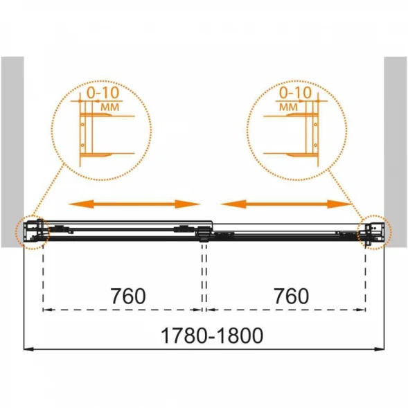 Шторка на ванну Cezares Tandem Soft TANDEM-SOFT-VF-2-180/145-C-Cr-IV 180 см, профиль хром, стекло прозрачное
