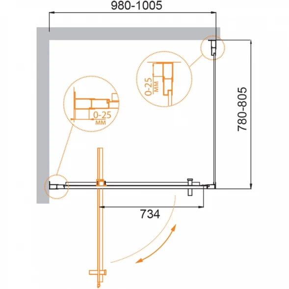 Душевой уголок Cezares Molveno MOLVENO-AH-1-100/80-C-Cr-IV 100x80 см, профиль хром, стекло прозрачное