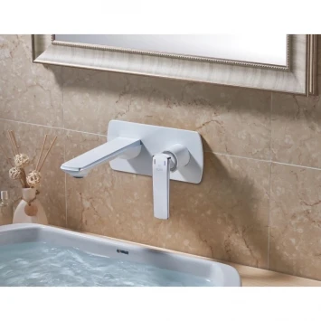 Смеситель для раковины Rose R1341F встраиваемый, хром/белый