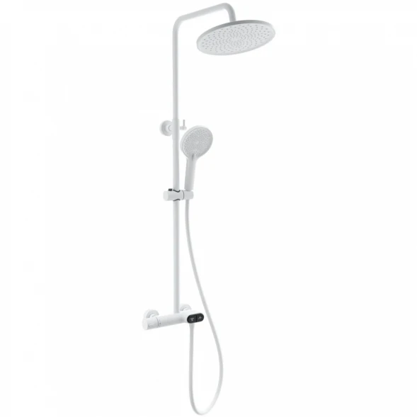 Душевая система Wonzon &amp; Woghand Muse Corno WW-B2091-A-MW 255 мм, с термостатом, белый матовый