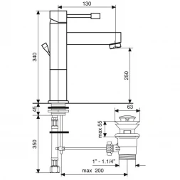 Смеситель для раковины Emmevi Eden 71006/CR с донным клапаном, хром