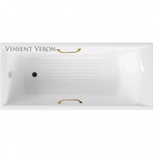Ванна чугунная Vinsent Veron Devon VDV1908045H/VH0012GD-AS 190x80 см, с ручками, антискользящим покрытием, белый