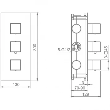 Термостат для ванны Raglo R02.263 встраиваемый, хром