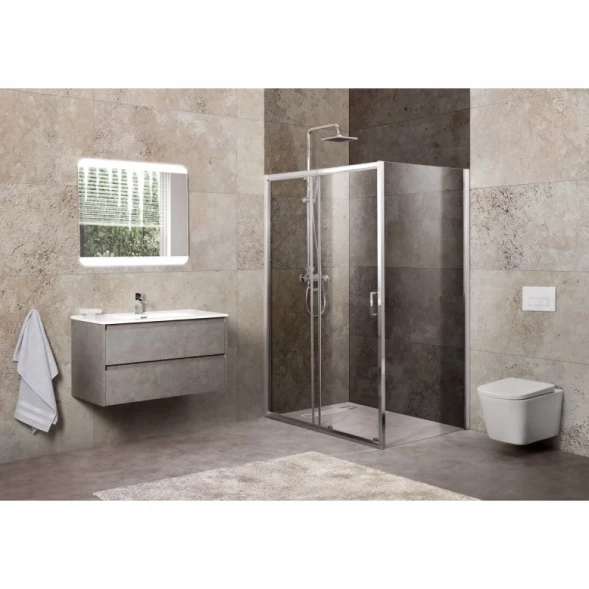 Душевой уголок 120-135x90 см BelBagno UNIQUE-AH-1-120/135-90-P-Cr текстурное стекло