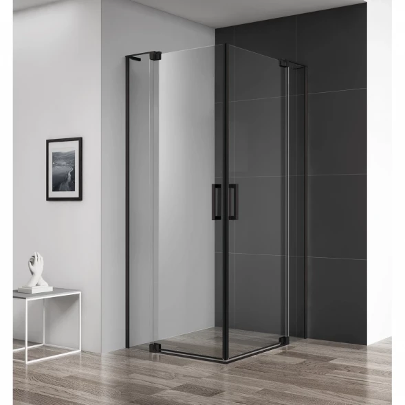 Душевой уголок 90-100x90-100 см Cezares SLIDER-A-2-90/100-C-NERO прозрачное