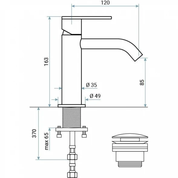 Смеситель для раковины Emmevi Filobrass 85003/BR с донным клапаном, бронза