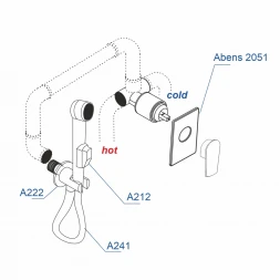 Гигиенический душ WasserKRAFT Abens A02041 со смесителем, черный матовый