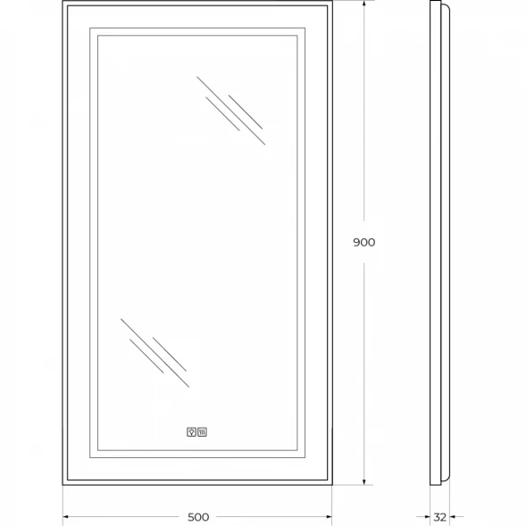 Зеркало BelBagno Kraft SPC-KRAFT-500-900-LED-TCH-WARM 50x90 см, с LED-подсветкой, сенсорным выключателем, антизапотеванием, алюминий