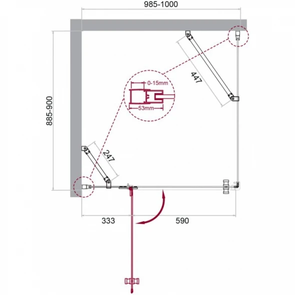 Душевой уголок 100x90 см BelBagno Kraft KRAFT-AH-12-100/90-C-Cr-L прозрачное