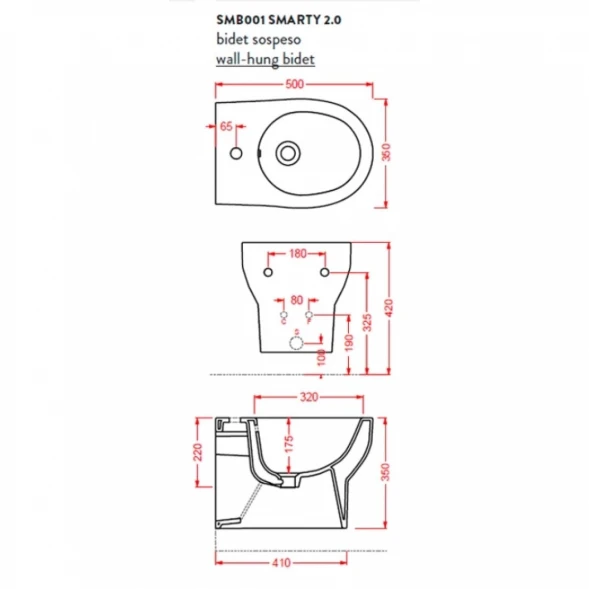 Подвесное биде Artceram Smarty SMB001 01 00bi*0