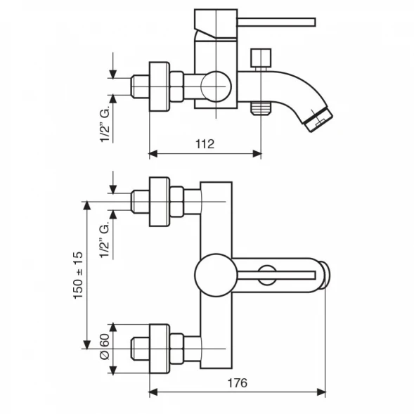 Смеситель для ванны Emmevi Piper 45001/OR Золото