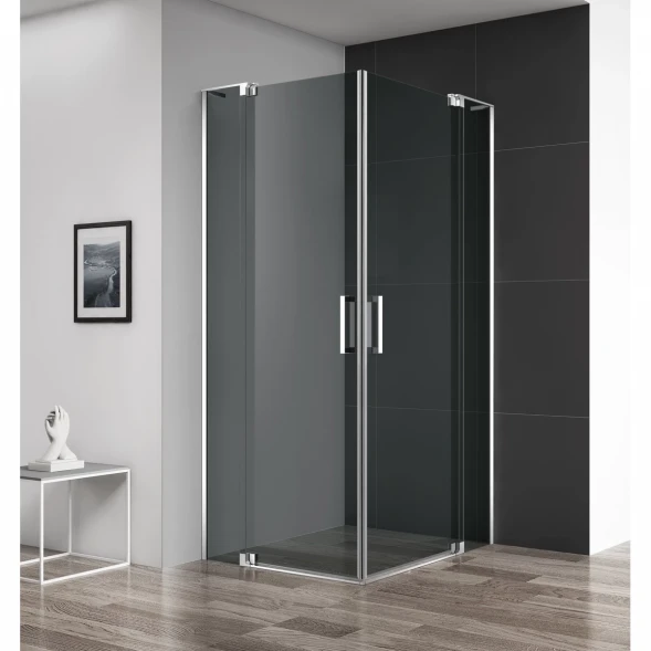 Душевой уголок 90-100x90-100 см Cezares SLIDER-A-2-90/100-GRIGIO-Cr графитовое