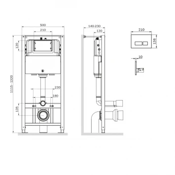 Инсталляция для унитаза Am.Pm Pro L I012704.9031 с кнопкой смыва, никель матовый